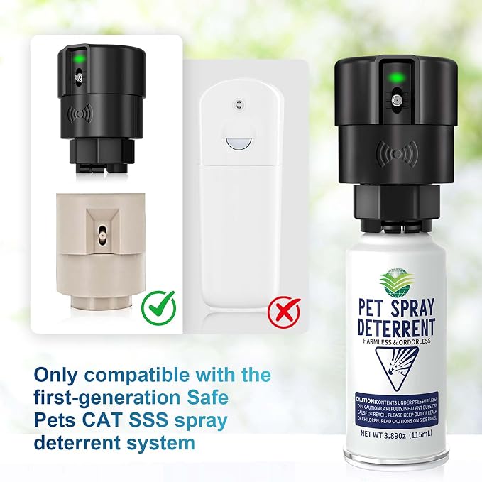 Cat Deterrent Spray Refill, Pet Spray Deterrent System, Motion Activated Cat System, Cat & Dog Odorless & Indoor, Up to 3 Feet Away, Pet Deterrent Spray Refill 2 Pack 7.78Oz