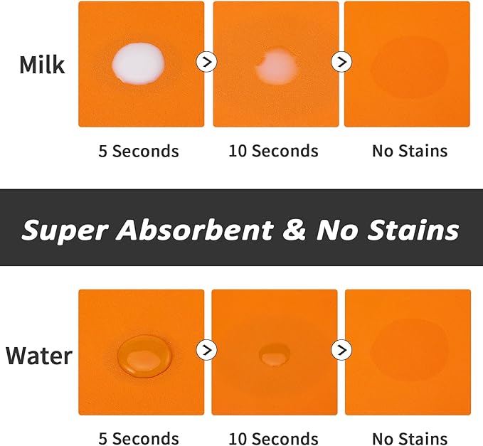 HotLive Dog Food Mat - Absorbent Cat Mat for Food and Water, No Stains Pet Feeding Bowl Mat, Easy to Clean Pet Placemats, Quick Dry Dog Water Dispenser Mat for Messy Drinkers | Paw Orange 16"x 24"