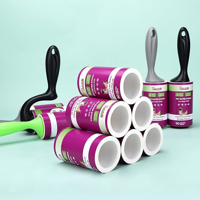 4 inch Lint Roller Refills Compatible with Scotch-Brite Pet Extra Sticky Lint Roller 90 Sheets per Refill Pack of 6 Rolls 540 Sheets Total Replacement for Scotch Brite Lint Roller Refill