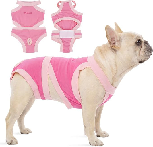 PUMYPOREITY Dog Diapers for French Bulldogs – Secure Fit Dog Wraps, Reusable & Machine Washable, for Heat Cycle, Marking, Pee Protection, Indoor Use, Travel, Home Protection, Pink, XL