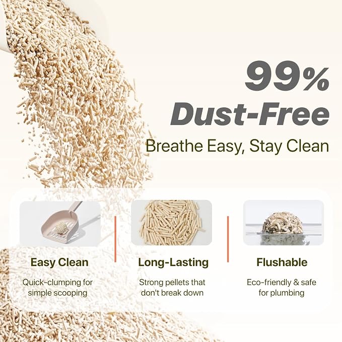 Michu Tofu Cat Litter Natural Clumping Tofu Cat Litter, Fast Clumping and Easily Scoop-able 5.5lb/88oz 5 Scents - Original, 12 Pack