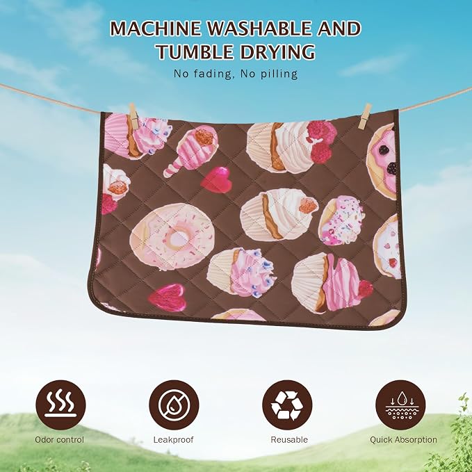 IEUUMLER Washable Pee Pads for Dogs, 2 Pack Cake Pattern Reusable Waterproof Puppy Potty Pads, Non-Slip Absorbent Pet Training Pads for Playpen Crate Bed EU015 Coffee Cake, 41x41