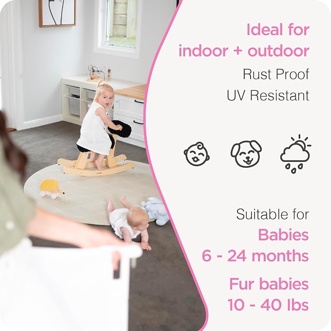 Perma Child Safety Indoor Outdoor Ultimate Retractable Baby Gate, 38.6" Tall Extends to 79" Wide, White