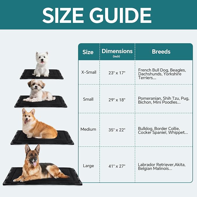 HOMBYS Indestructible Chew Proof Dog Bed with 12 Metal Rivets - Ultra Durable 1" Thick Foam Kennel Mat for Aggressive Chewers & Teething Puppies, Waterproof Pet Bed Fits Dog Crates (Small-29" x 18")
