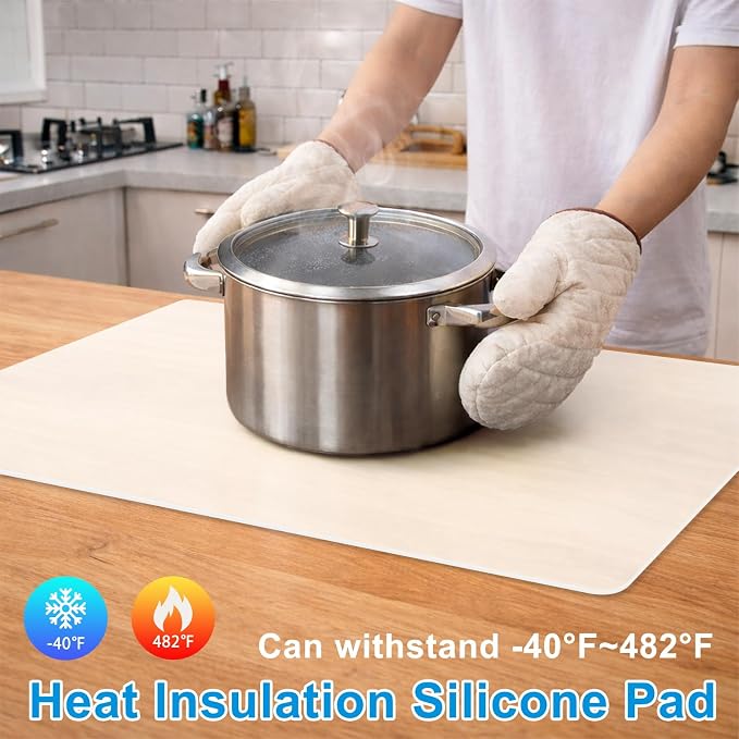 AECHY Silicone Mats for Kitchen Counter 27.5 x 16.5 Inch, 2mm Thick – Multipurpose Silicone Mat Thick Heat Resistant Mat Shipped Rolled Up Kitchen Counter Mat Nonslip Silicone Mats, Translucent