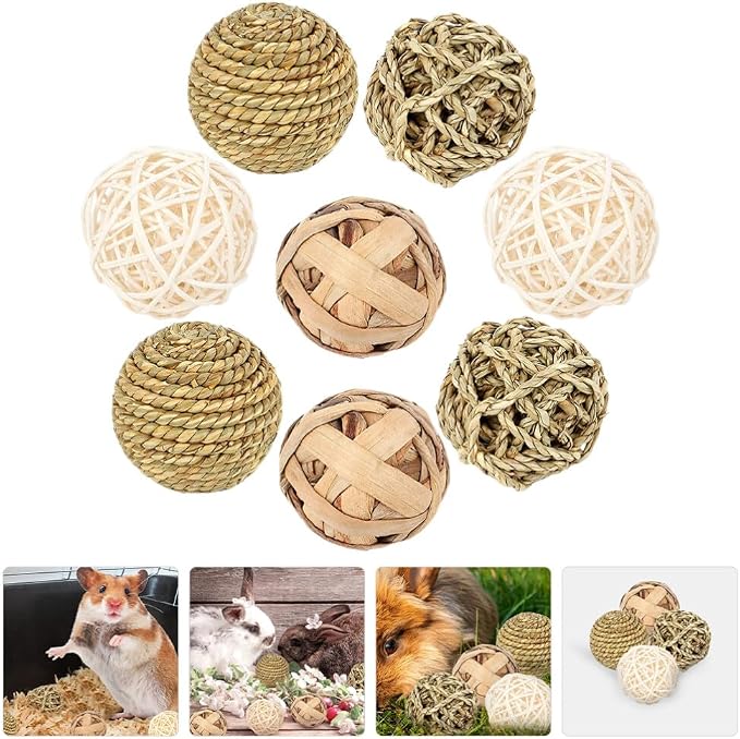 FOMIYES Small Animals Play Balls: Rabbit Chew Toys - Rolling Activity Guinea Pigs Chinchilla Bunny Natural Teething Balls