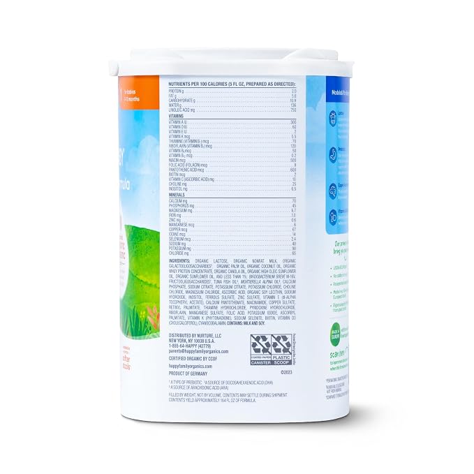 Happy Baby Organic Stage 1 Baby Formula, 22.9 OZ