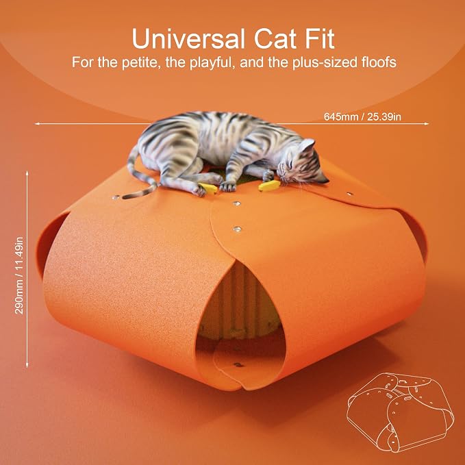 Cat Tunnel, Cat Cave for Indoor Cats Bed,Scratch Resistant Cat Toys for Medium Large Cats Hide and Seek Toy (Amber Orange)