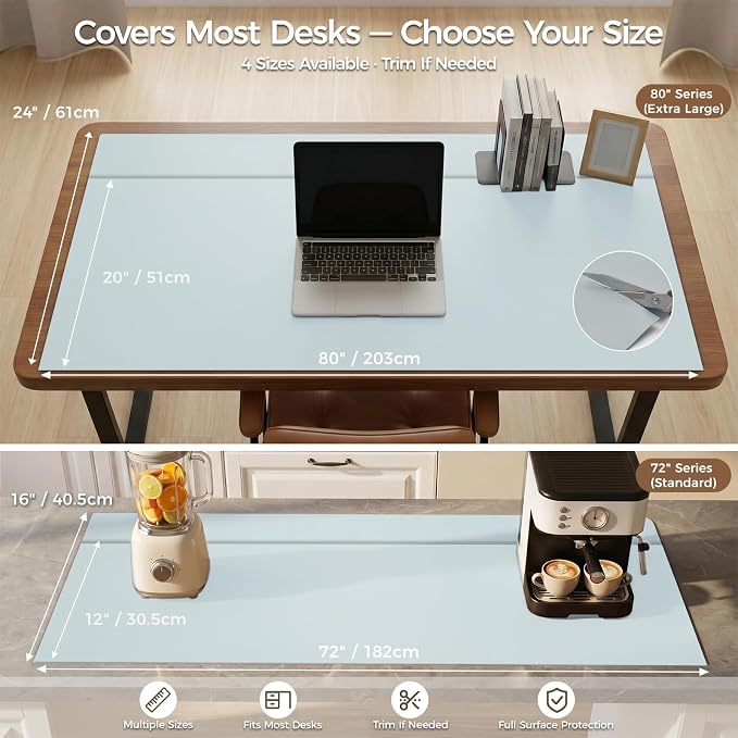 Extra Large Silicone Mat for Countertop & Table with Gift Tube Packaging, Thickened Non-Slip Heat Resistant Table Protector, Cuttable Waterproof Kitchen Prep & Kids Craft Mat