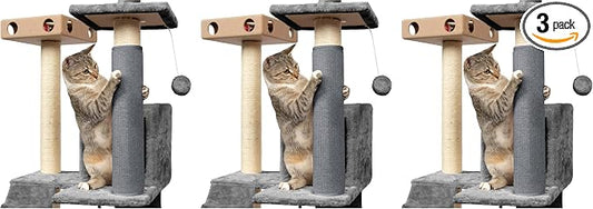 Furhaven Wrap Around Scratching Post Cover for Indoor Cats, Fits Posts Up to 3.5" Diameter, Durable & Less Mess - Tiger Tough Carpet Scratch Mat - Gray, Extra Large/XL (Pack of 3)