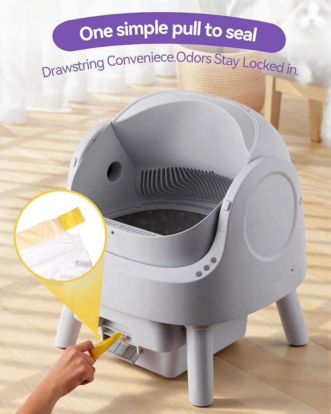 80 Count Automatic Cat Litter Box Liners Compatible with PetPivot AutoScooper 11/12 and Similar Open Top Self Cleaning Litter Box, Heavy Duty Cat Litter Bags Liners with Drawstring, 25.19" x 11.8"