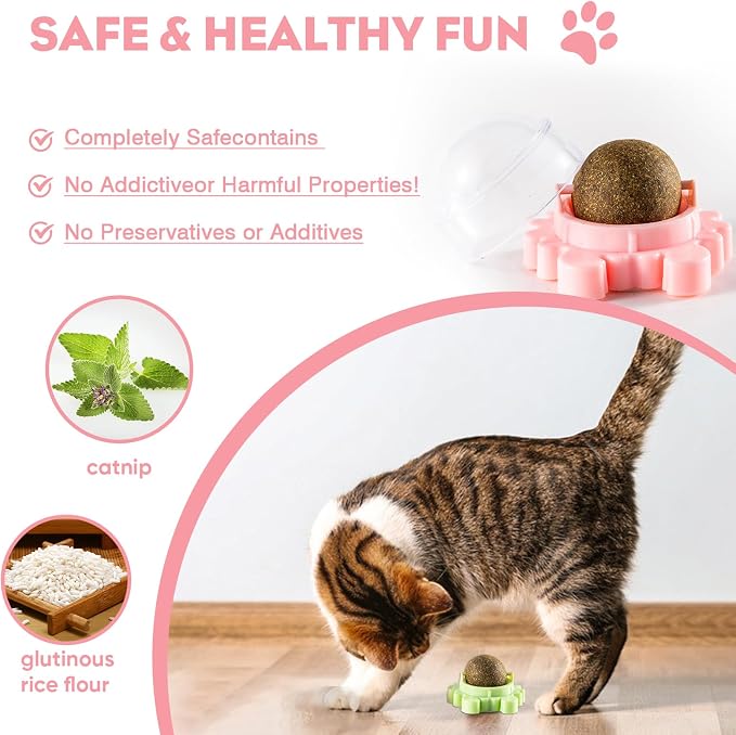 Catnip Balls for Cats Wall, Ball Rollerball, Avocado, Cat Nips Organic Ball, Mint Avocado, Supercle Catnip, Magic Cat Balls Stick On Wall Toy 4 Pack