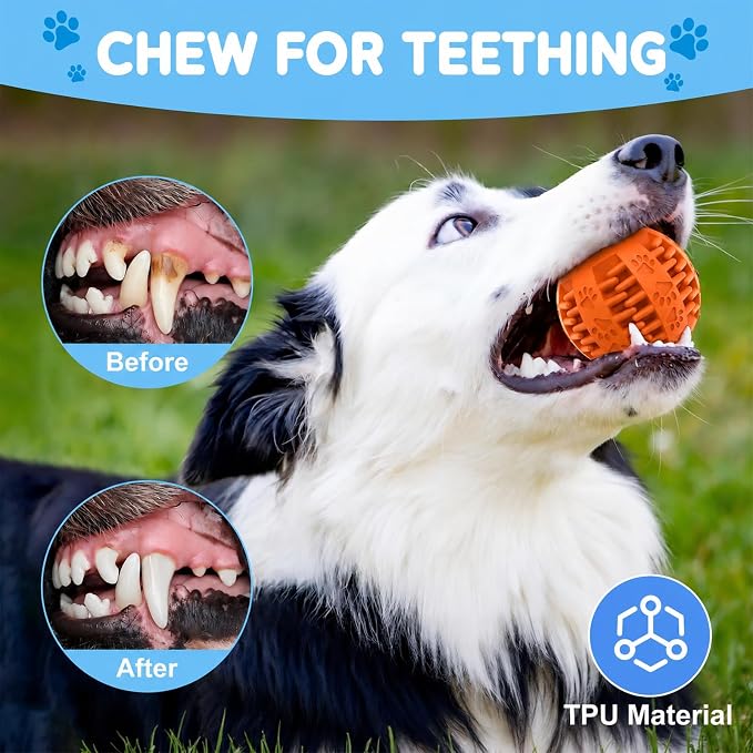 Interactive Dog Toy Ball, Durable Motion Activated Automatic Moving Ball for Small/Medium/Large Dogs, Rechargeable Dog Treat Ball with LED Lights, 2 Play Modes to Keep Your Dog Busy (Orange)