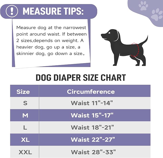 Male Dog Diapers, High Absorbing Dog Belly Bands for Male Dogs, Washable Reusable Dog Males Wraps(5 Pack)
