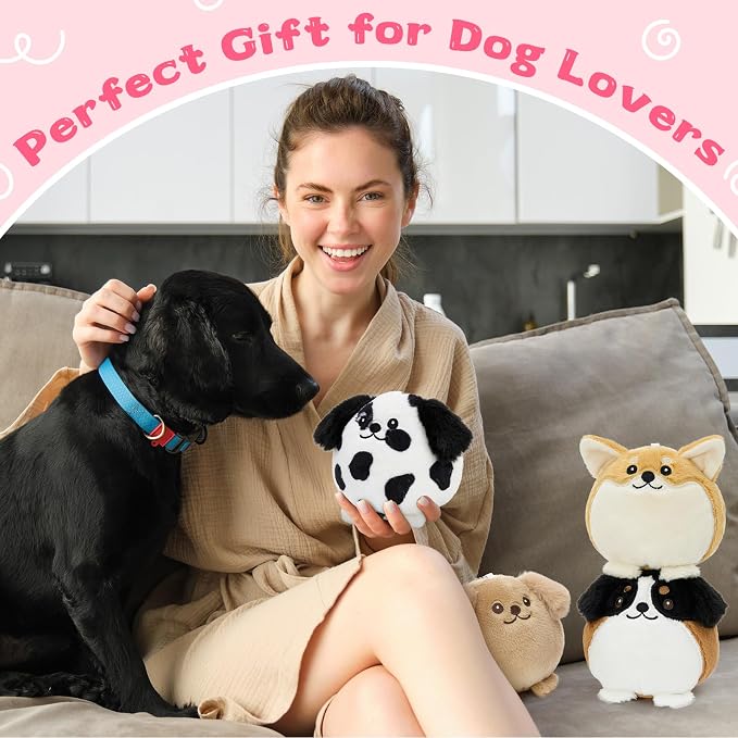 Muiteiur 6PCS Dog Plush Keychain Set, 3.94 Inch Cute Mini Stuffed Animal Charms, Soft Squishy Puppy Keychains for Backpacks, Party Favors & Gifts for Kids, Teens & Dog Lovers