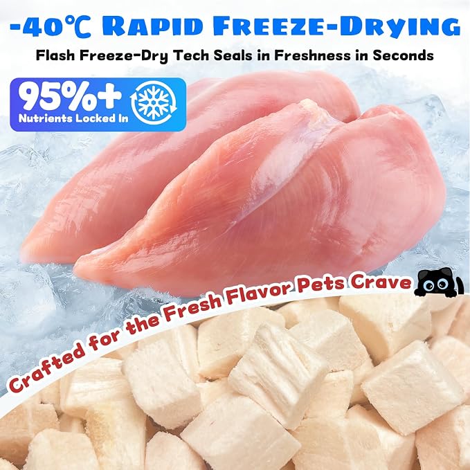 Freeze-Dried Chicken Breast Treats for Dogs & Cats | All Natural, High Protein, Premium Single-Ingredient Nutrition | Ideal Training Treats & Food Topper | 19.40 oz
