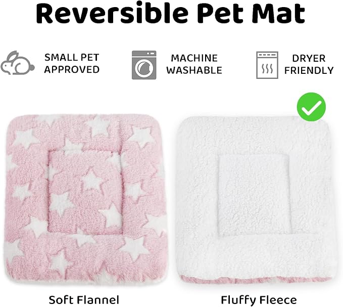 Amakunft 2 Pcs Guinea Pig Bed Mat Washable, Rabbit Winter Bed Pad for Indoor & uinea Pig Tunnels and Tubes, Guinea Pig Hideaway Play Toy, Small Animal Activity Structures
