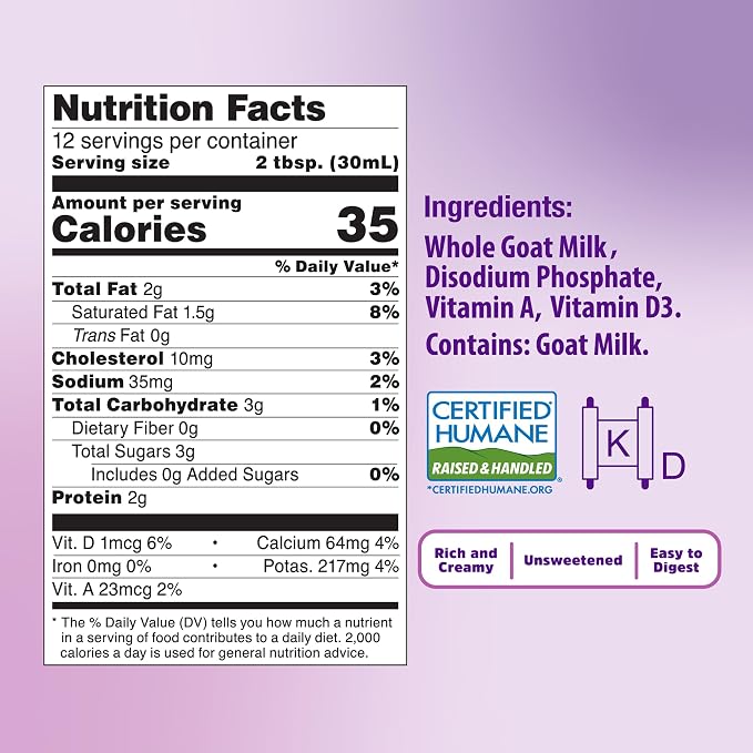 Meyenberg Evaporated Goat Milk, 12 fl oz, Certified Humane, Easy to Digest, Vitamin D, 12pk