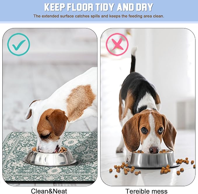 Dog Food Mat for Floors Waterproof Pet Placemat Cat Feeding Bowls Mats for Food and Water, Eco-Friendly Dog Accessories Diatomite Pets Supplies 16" X 24"