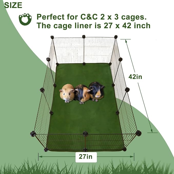 2 Pack Guinea Pig Bedding Fleece Cage Liner C&C 2x3,Guinea Pig Fleece Blanket Cage Liner 42x28