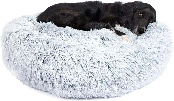 Barkbox Dog Bed, 2-in-1 Memory Foam Donut Cuddler Dog and Cat Bed, Calming Orthopedic Joint Relief Fur Crate Lounger for Pets, Machine Washable + Removable Cover, Waterproof Lining, Includes Toy
