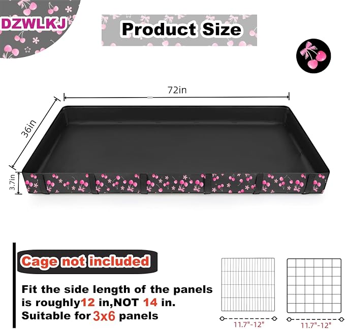 DZWLKJ Guinea Pig Cage Liner,Washable Tarp Bottom Base,Cherry Graphic,36"x72", Reusable for Rabbit, Chinchilla, Hedgehog, Ferret & Other Small Animals.