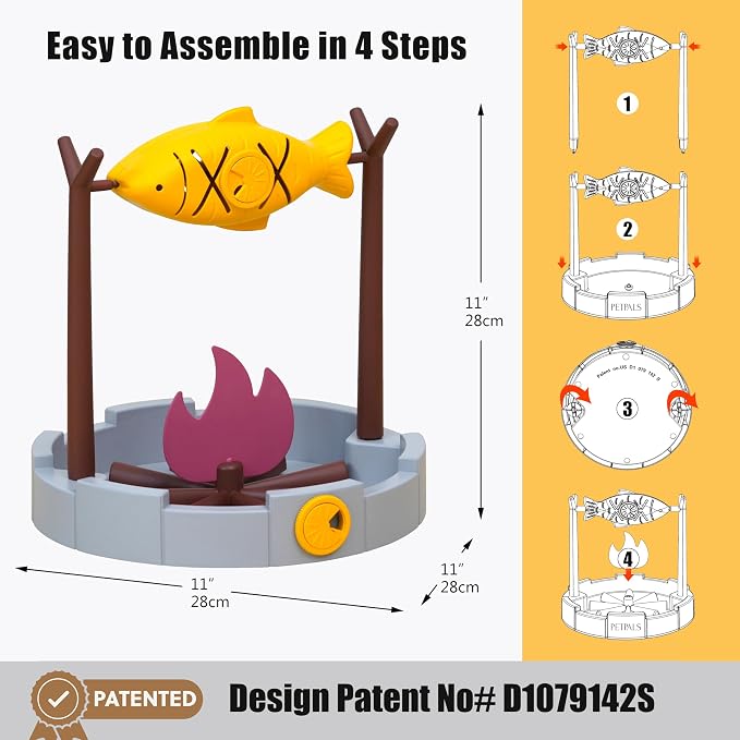 PetPals Cat Slow Feeder, Treat Dispenser - Interactive Cat Puzzle Toy for Small Pets & Kittens, Mental Stimulation Pet Food Feeding Toy, Dry Food Dispensing Cat Toy
