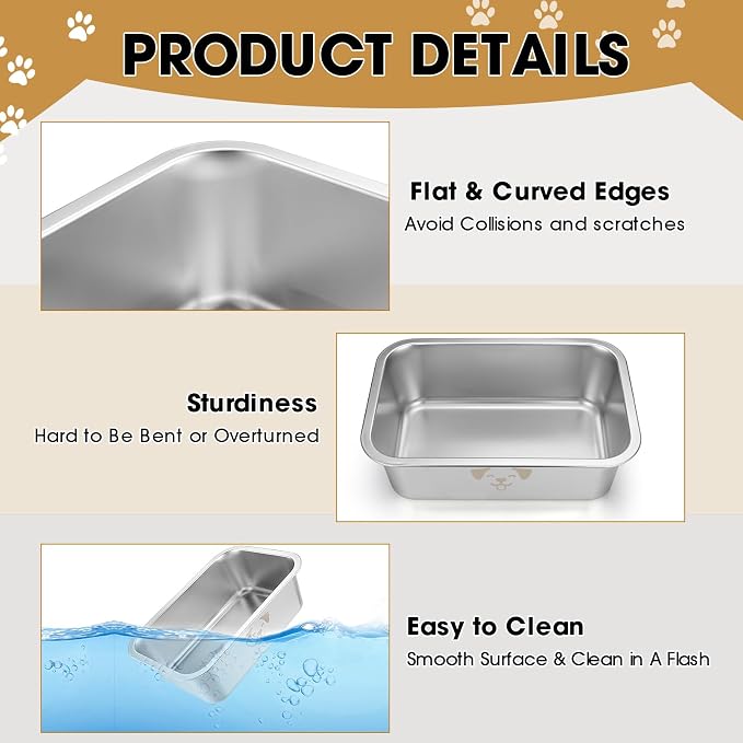 Sweetude 4 Pcs Stainless Steel Dog Bowls Bulk High Capacity Metal Dogs Food and Water Bowls for Large Dogs Pets(Silver,1.25 Gallon)