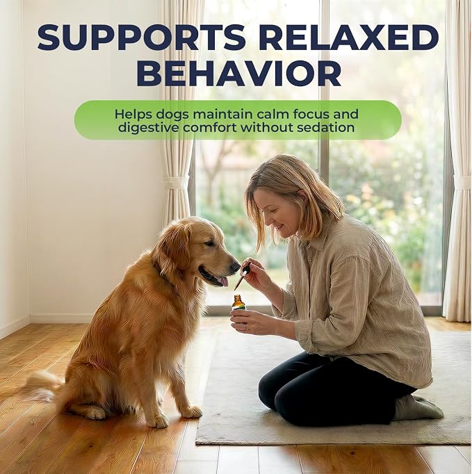 Chamomile for Dogs, Calming Drops for Dogs with Chamomile Extract, Supports Relaxed Behavior, Digestive Comfort & Daily Balance, Liquid Dog Supplement for Storms, Travel & Separation Stress, 2 fl oz