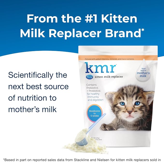 PetAg KMR Kitten Milk Replacer Powder - 5 lb - Powdered Kitten Formula with Prebiotics, Probiotics & Vitamins for Kittens Newborn to Six Weeks Old - Easy to Digest