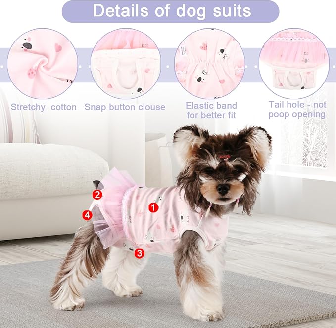 Etdane Dog Period Diapers Small Dog Sanitary Panties Period Suit for Male Female Dogs Diaper Cover for Heat Pink Koala/XL