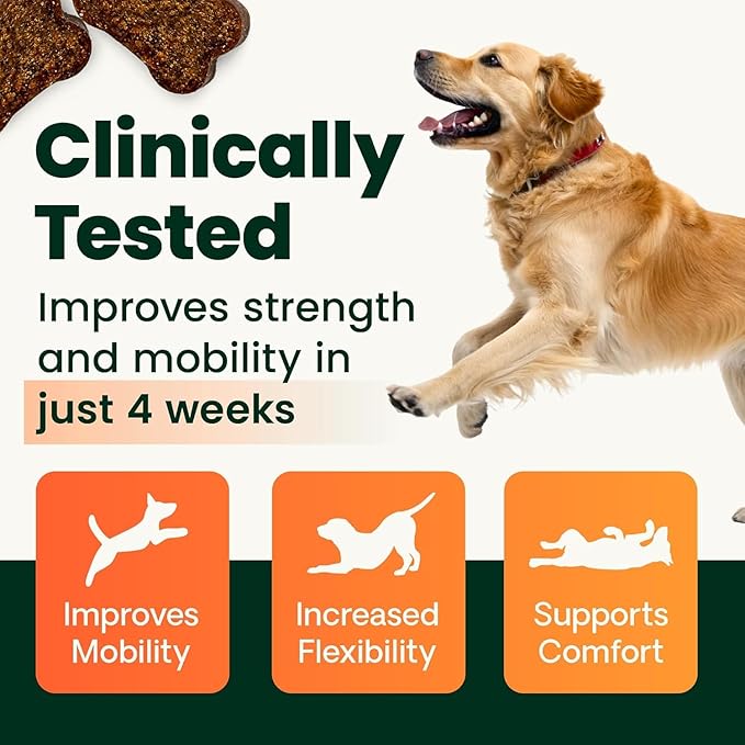 VetriScience GlycoFlex Ultimate Strength Healthy Hip and Joint – Mobility Supplement with Glucosamine for Dogs, MSM & Green Lipped Mussel, Peanut Butter, 60 Count