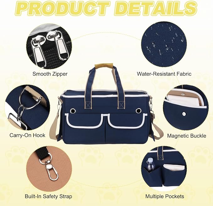 Cat Carrier for Pet, Rollable Cover, Breathable Dog Carrier Cat Carrying Case Pet Travel Bag Up to 16.5 lbs (Dark Blue), Intended for Hiking/Camping/Traveling