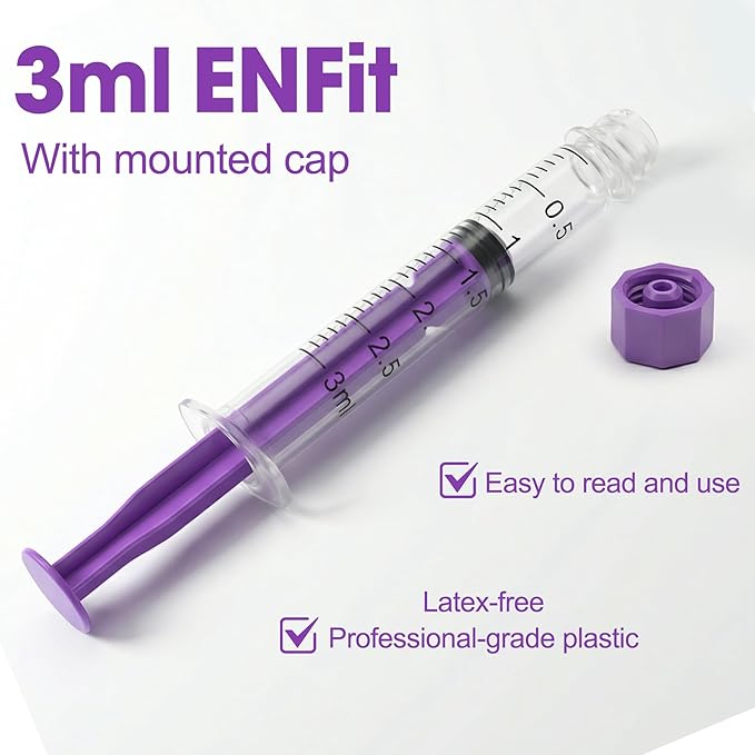 3ml Syringes with Cap without Needle - 3cc Plastic Syringe for Liquid, Feeding, Blister-Packed, Pack of 20