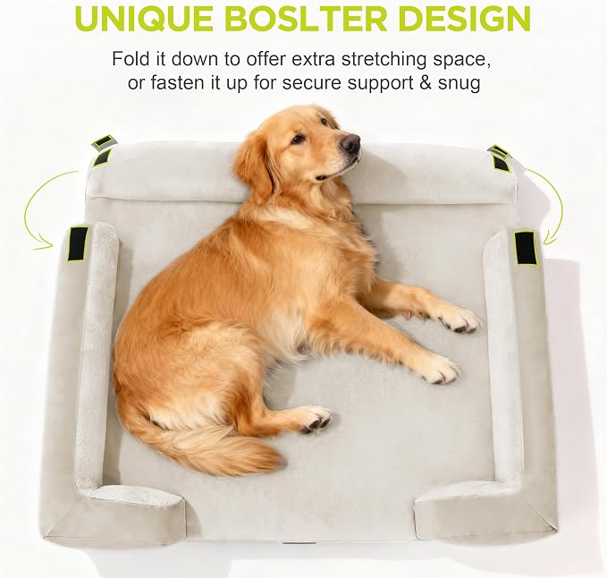 Extra Large Dog Bed Orthopedic - Washable Jumbo Pet Bed for Big Dogs Waterproof Pet Couch Memory Foam Sofa Bolster with Removable Cover,48 x 30