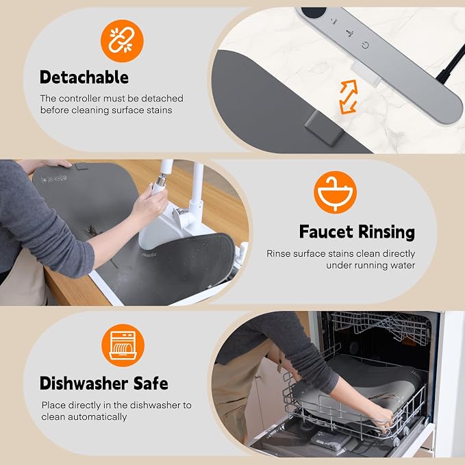Homelove Warming Mat for Food - Electric Warming Tray with 7-Level Temperature and 6-Level Hours Setting, Full Surface Heating, Waterproof Dishwasher-Friendly Food Warmer for Parties, Kitchen (Grey)