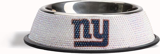 The Memory Company Officially Licensed Stainless Steel Pet Bowl, Premium Bling Team Logo Dog & Cat Food & Water Dish, Non-Slip Rubber Base, for Large/Small Breeds