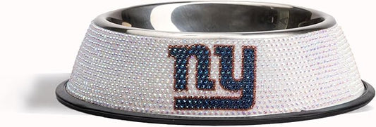 The Memory Company Officially Licensed Stainless Steel Pet Bowl, Premium Bling Team Logo Dog & Cat Food & Water Dish, Non-Slip Rubber Base, for Large/Small Breeds