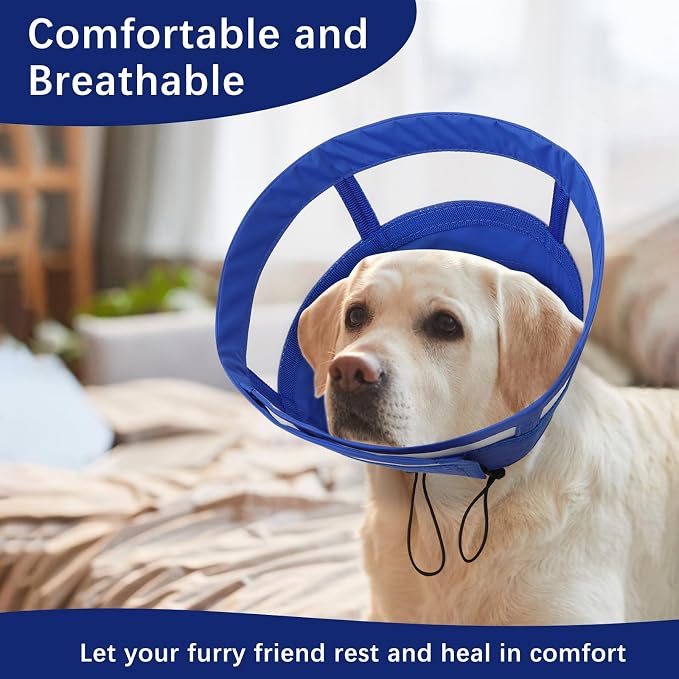 ASENKU Dog Cone Collar, Soft Adjustable Cone for Dogs to Stop Licking, Lightweight Recovery Dog Cone After Surgery, Pet E-Collar for Small, Medium & Large Dogs(Blue, M)
