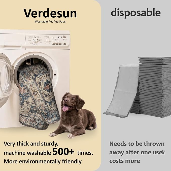 Washable Pee Pads for Dogs, Reusable Puppy Potty Training Pads, Ultra-Absorbent Thick Waterproof Leak-Proof Non-Slip Pads & Mat for Crate, Playpen, Floor, Whelping & Housebreaking , 2 Pack 18"x24"