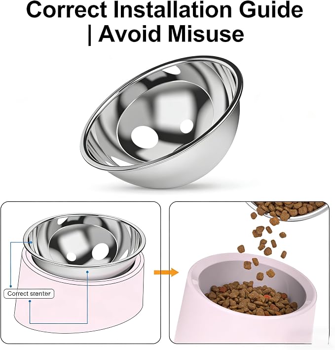 Pink Elevated Dog Bowl Set - 15° Tilted Slow Feeder (3 Sizes & 7 Colors), Anti-Choking Design with Non-Slip Base - BPA-Free for Small/Medium/Large Dogs (Pink, l)