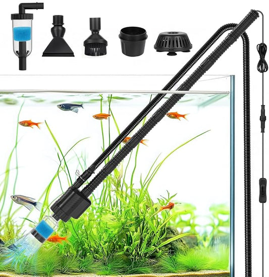 fishkeeper Electric Aquarium Gravel Cleaner, 8 in 1 Automatic Fish Tank Cleaner Kit Gravel Vacuum for Fish Tank, for Change Water/Wash Sand/Water Filter/Water Circulation (30W 480GPH)