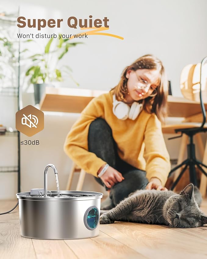 FOFNON Cat Water Fountain with 16 Filters, Including 8 Pieces of Filters + 8 Pieces Sponges