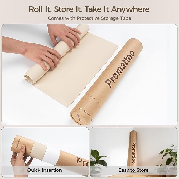 Extra Large Silicone Mat for Countertop & Table with Gift Tube Packaging, Thickened Non-Slip Heat Resistant Table Protector, Cuttable Waterproof Kitchen Prep & Kids Craft Mat