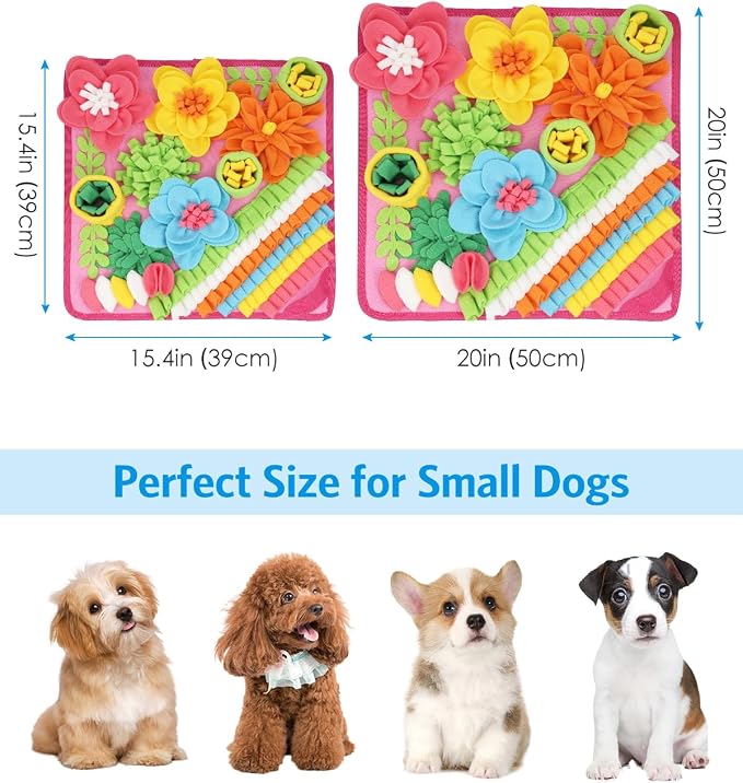 AMIR Snuffle Mat for Dogs, Interactive Feeding Puzzle Toy, Promotes Natural Foraging and Slow Eating, Reduces Stress and Enhances Training, 15-inch Dog Snuffle Mat