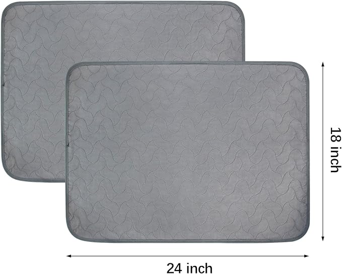 Gentle Purr Washable Pee Pads for Dogs 18" x 24", 2 Pack Reusable Puppy Training Pads, Soft Oeko-TEX Certified Polyester Top, Absorbent Non-Slip Crate Liners for Puppies and Small Dogs, Gray