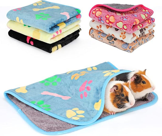 YUEPET 6Pcs Waterproof Guinea Pig Blankets Washable Small Animal Fleece Cage Liners Pet Soft Sleep Mat Pad Cover Warm Flannel Throw for Hamster Guinea Pig Rabbit Chinchilla Hedgehog Ferret