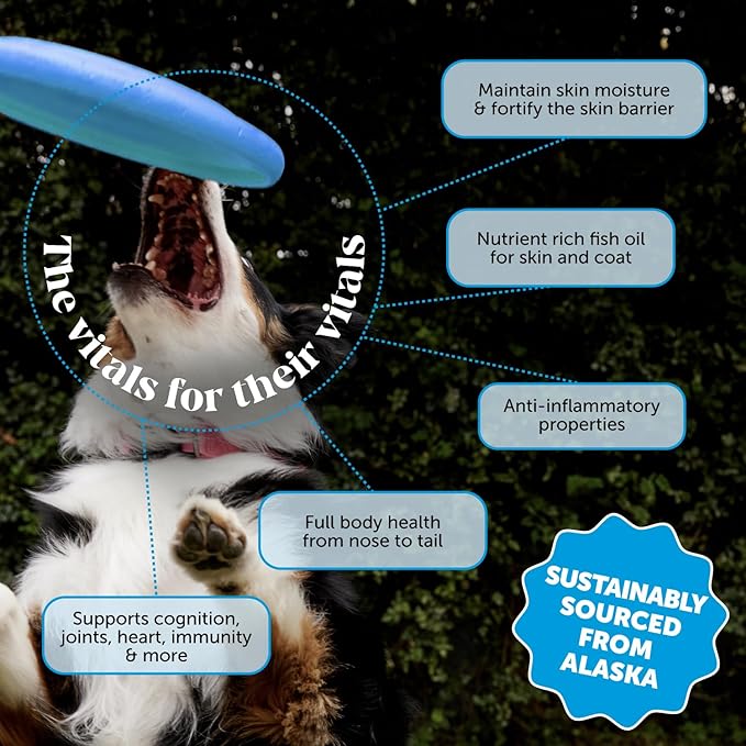 Wild Alaskan Salmon Oil for Dogs & Cats - Omega-3 Fish Oil with EPA + DHA Omega Fatty Acids, Sockeye Salmon, Skin & Coat Support, Pure Food Topper, Supports Joints, Brain & Heart Health - 32 oz