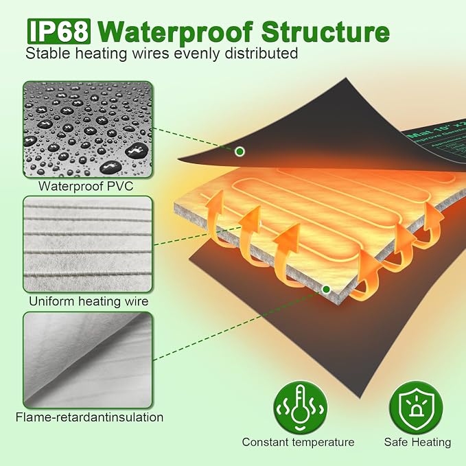 Bestio Seedling Heat Mat 10 x 20.75 in Waterproof Heat Mats for Seed Starting Seed Heating Mat for Seedling Germination,Hydroponic Plant