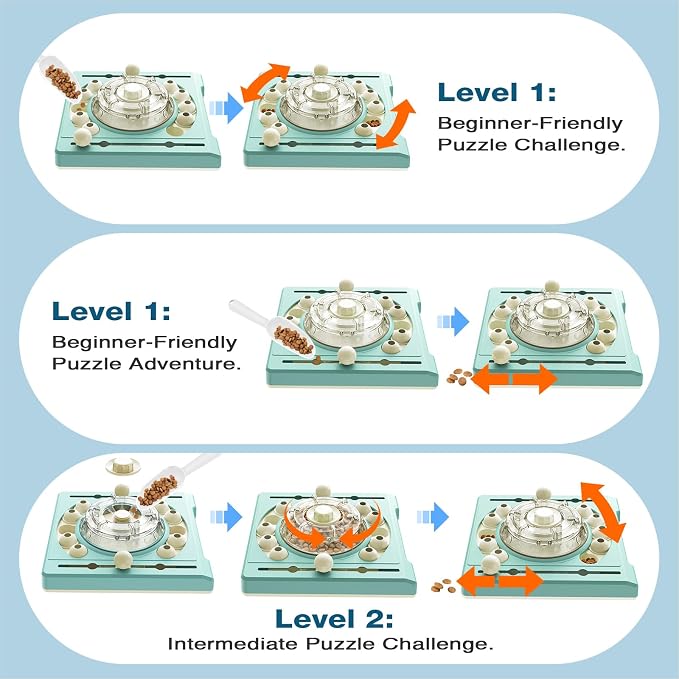 KADTC Large-Size Dog Puzzle Toy, Mental Stimulation for Dogs, Slow Feeder | Spin-to-release treat dispenser creates treats-in-motion, with 2 levels + 3 play modes for slower eating and enrichment.